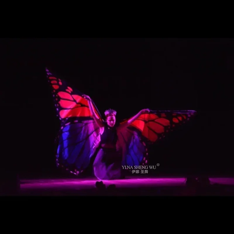 Belly Dance ปีกผีเสื้อเด็ก Performance Stage สวมใส่ผู้หญิง Dancer เสื้อผ้าผู้ใหญ่ Bellydance เครื่องแต่งกายปีกคอสเพลย์เคลื่อนย้ายได้