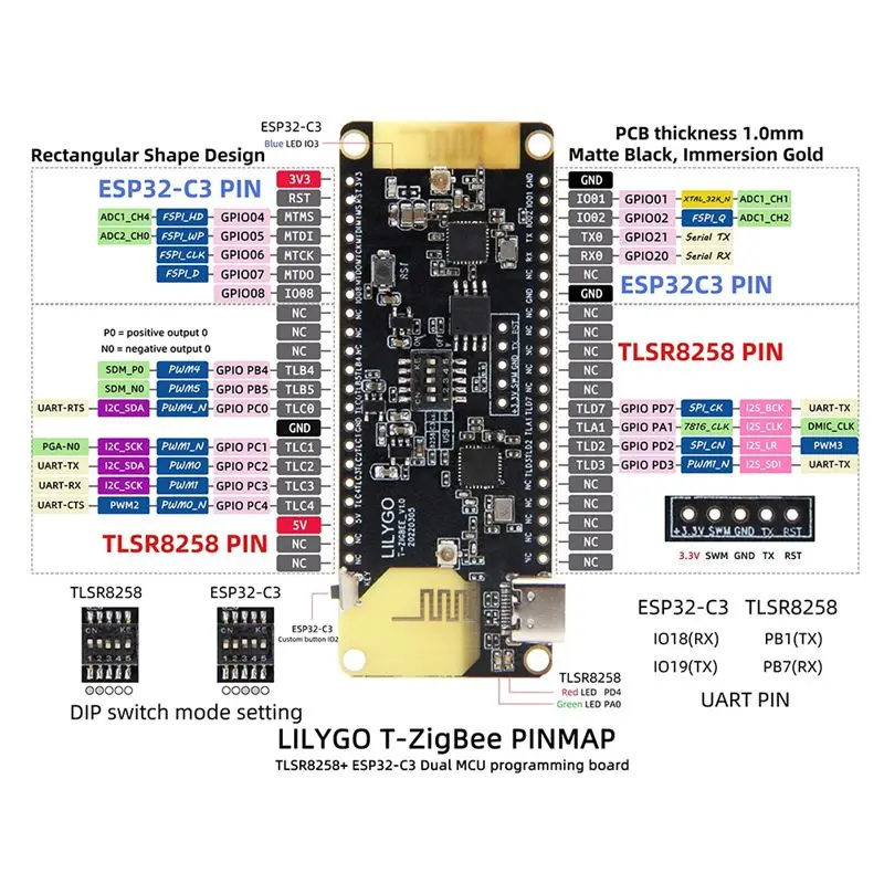 

[ABDH] Плата для разработки IoT T-Zigbee ESP32-C3 TLSR8258 с ультранизким энергопотреблением, модуль Wi-Fi и Bluetooth для умного управления