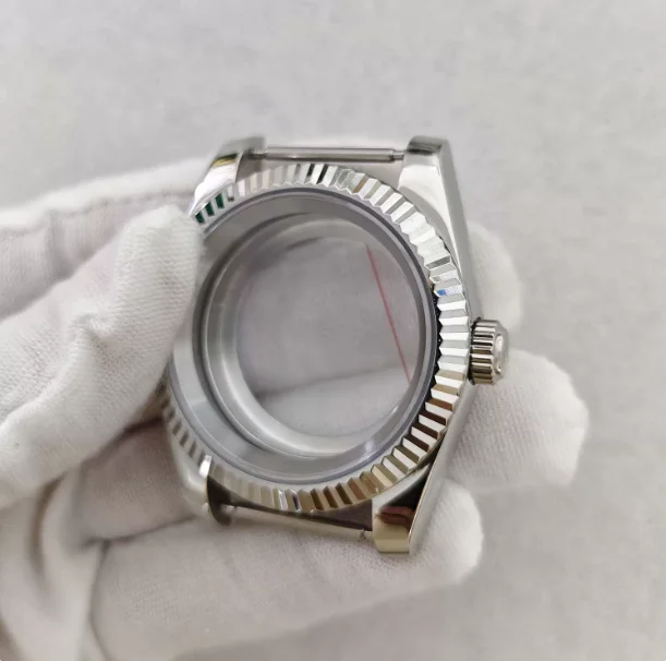 Watch case set – available in 36mm or 39mm, fluted bezel (72 clicks/teeth), sapphire crystal, stainless steel case, fits Japanes