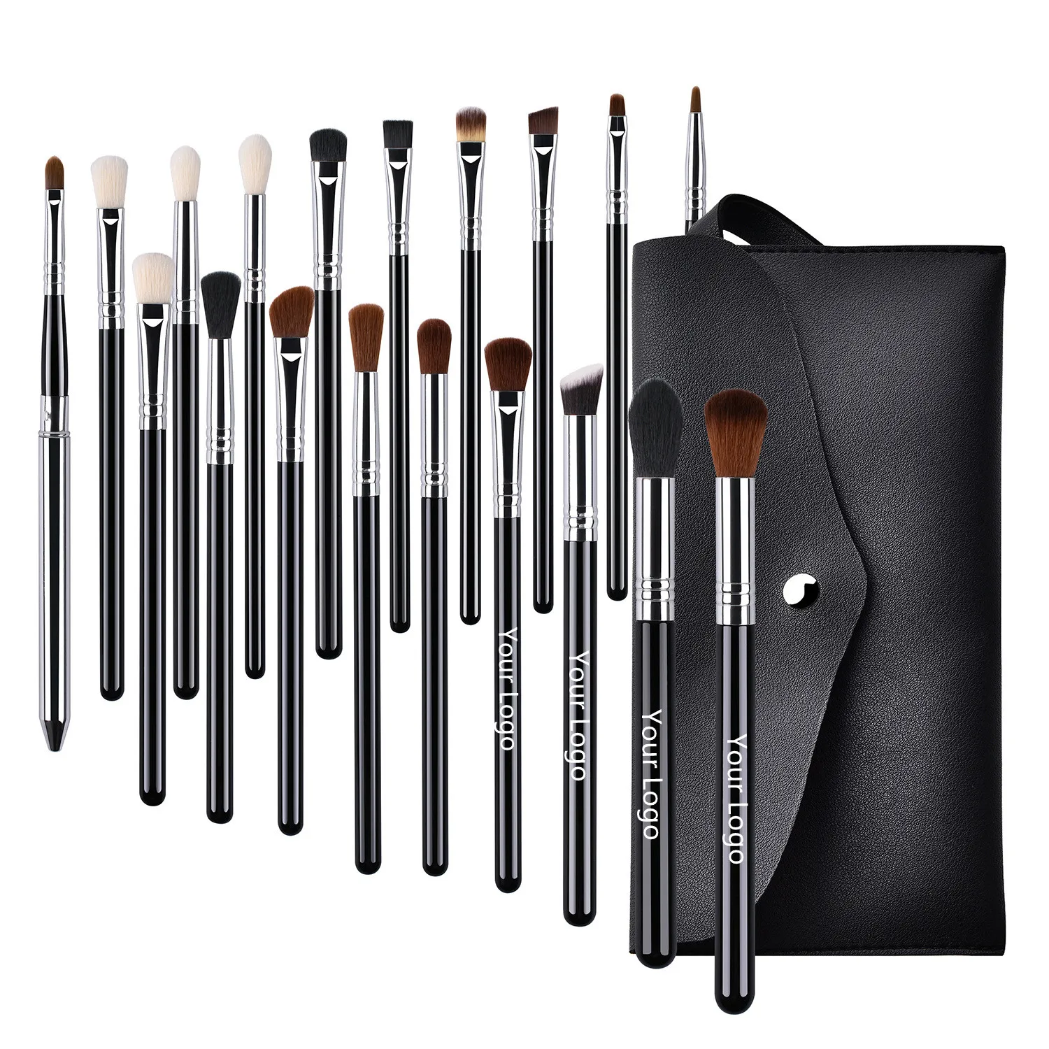 

Professional Eye Makeup Brush Set 19Pcs Smudge Brush Loose Powder Eyeshadow Eyeliner Lips Blending Cosmetics Brushes Print Logo