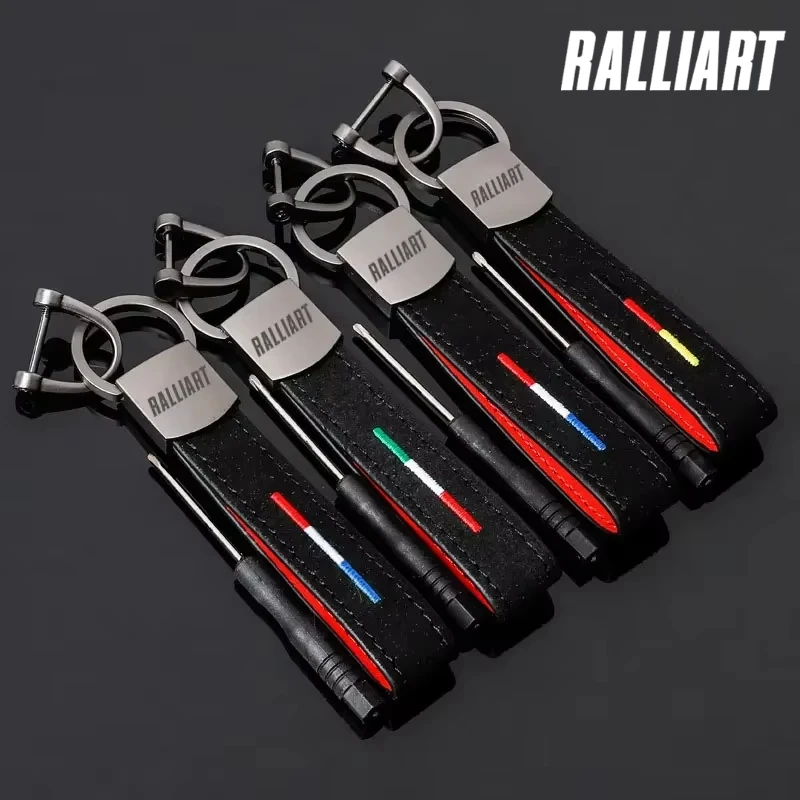 Suede Car Key Chain Keychain Buckle Key Ring for Ralliart Outlander L200 ASX Eclipse EVO9 Starion Galant