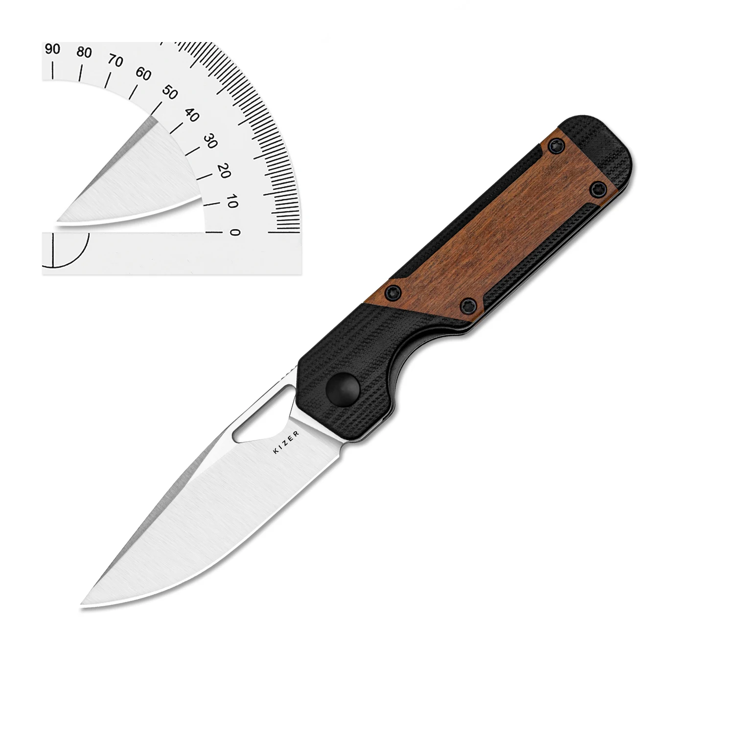 Kizer Pocket Knife Mini Militaw V3634SA4 G10+Mkuruti Wood With NitroV Blade Bushcraft Hunting Survival Sharp Knife