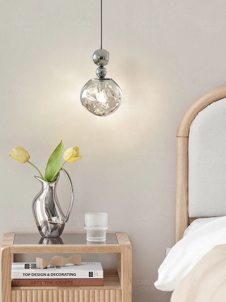 Lava pendant light at the bedside of the bedroom Nordic bar counter lamp post-modern atmosphere lifting hanging line light