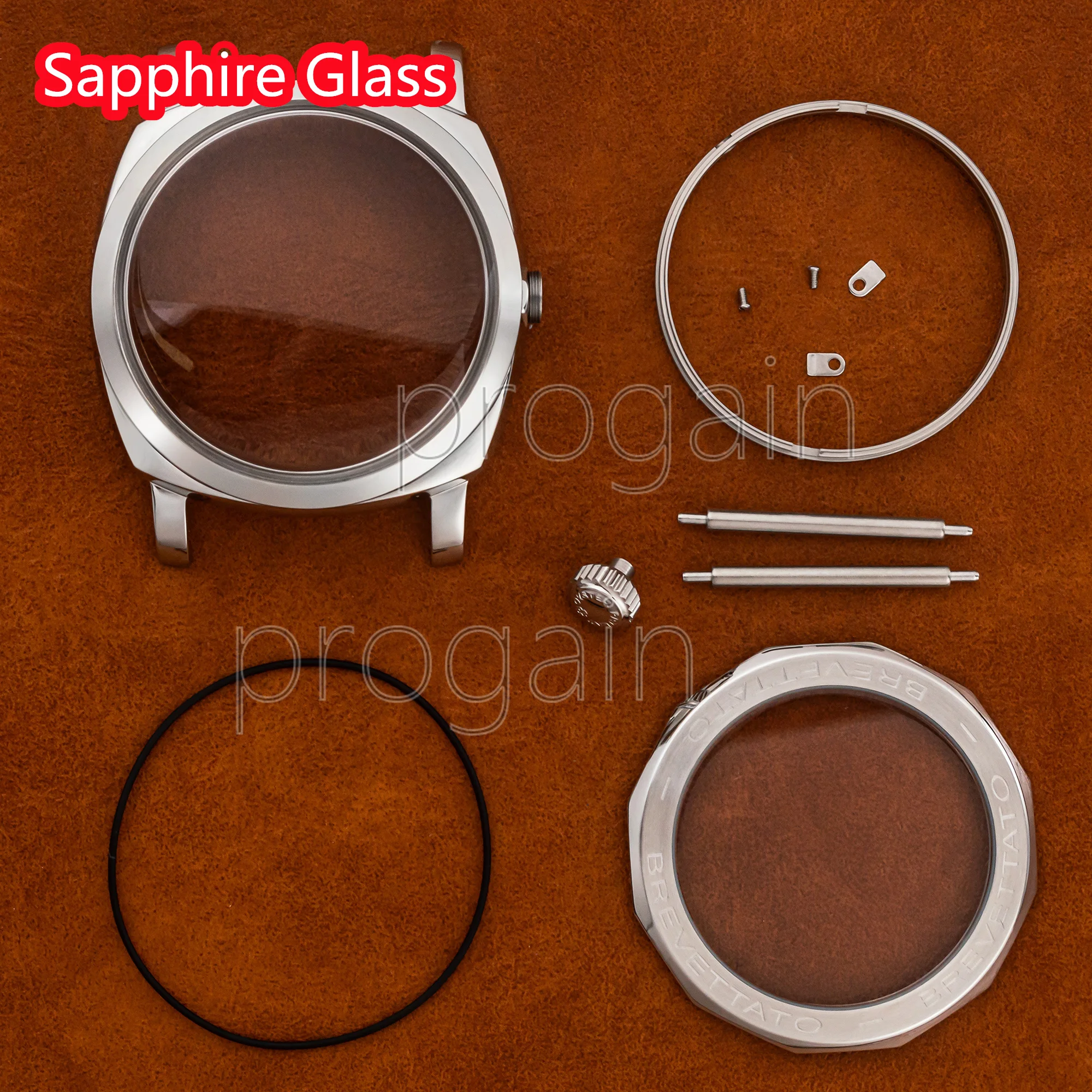 

Domed Sapphire Glass Vintage Case Stainless Steel Water Resistans Watch Case for PAM 6154 ETA6497/6498/ST3600 Movement Parts