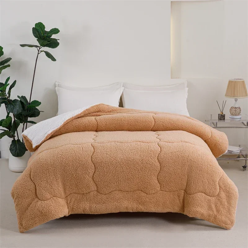 Winter AB version lamb wool whole cotton quilt thickened to keep warm double winter quilt single student dormitory quilt core