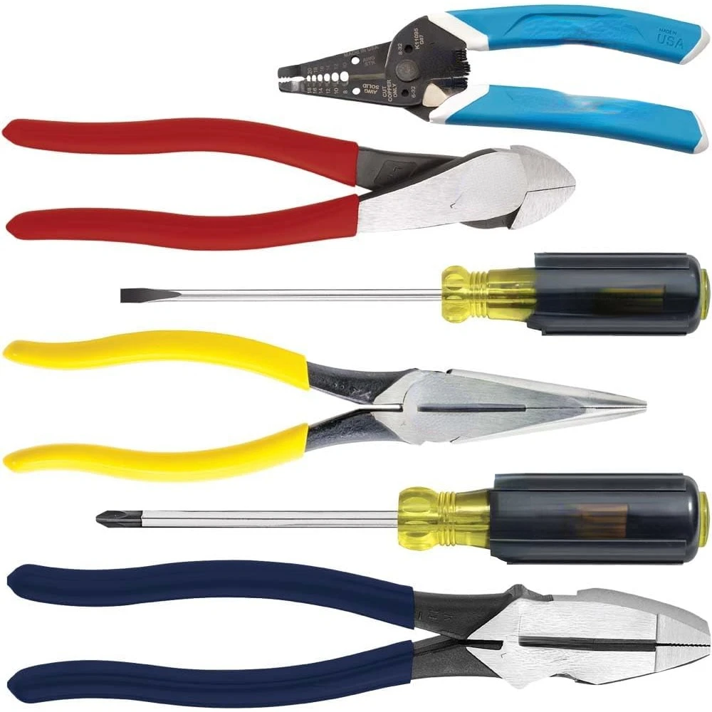 

80080 Hand Tool Kit includes 2 Screwdrivers, Made in USA, 3 Pliers, Wire Stripper and Cutter, for Electricians, 6-Piece