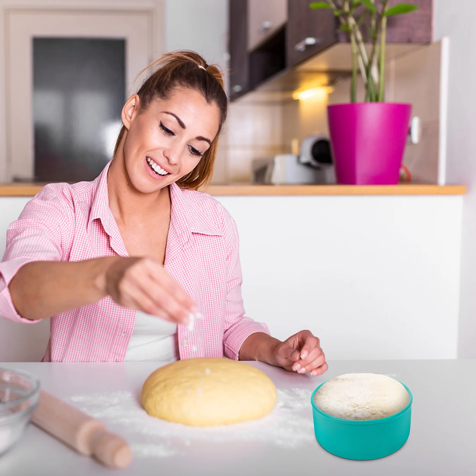 

Reusable Dough Container Household Silicone Dough Bowl Pizza Proofing Box Airtight Leak-Proof Compact Kitchen Food Storage Box
