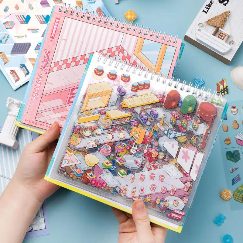 Card Lover 31 Pcs [Code Assortment Book Series] 3D Landscape Stickers Waterproof For Journal Scrapbook Tea Shop Swim Shop