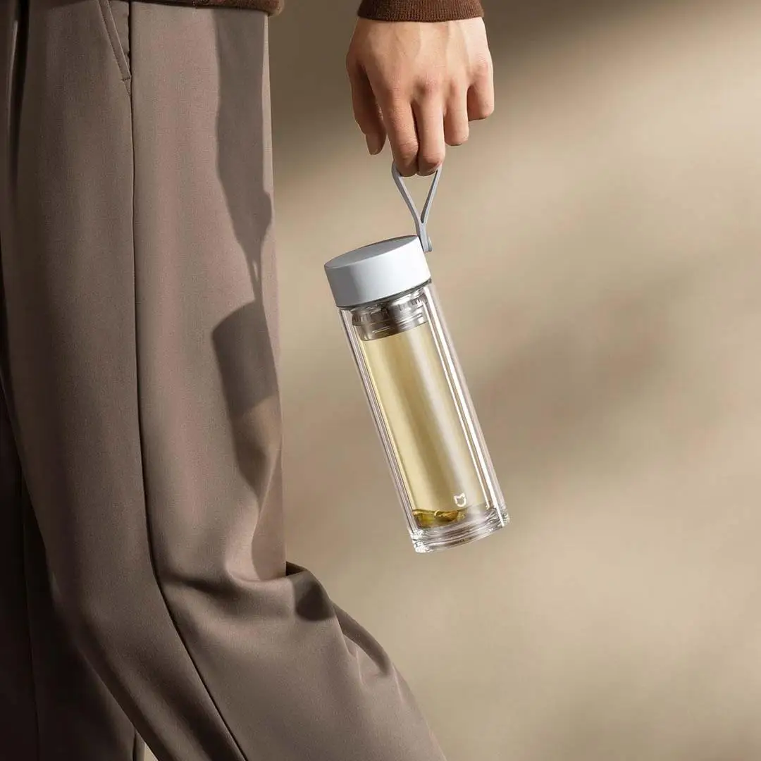 كوب زجاجي محمول بطبقة مزدوجة من Xiaomi Mijia 316L مادة من الستانلس ستيل تخزين شاي مستقل مقاوم للانفجار 400 مل