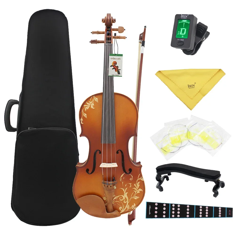 

Astonvilla AV-608 4/4 Acoustic Violin Solid Wood Violin With Case Bow Strings Shoulder Rest Tuner Cloth Violin Parts Accessories