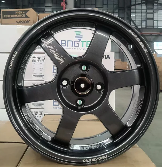 6-Spoke RAYS 37 Style Aluminium Alloy Wheel Rims 15 Inch 15x6.5 ET40 PCD 4x100 Dark Gunmetal Milling for Honda Civic JDM Car