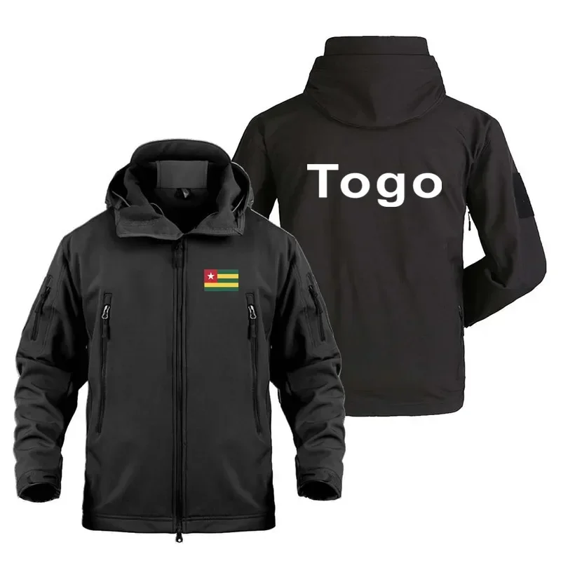 Men's Windproof Jacket Togo Print Fishing Jackets Sailing Wading Fleece Sportswear Sharkskin Soft Shell Hooded Jacket