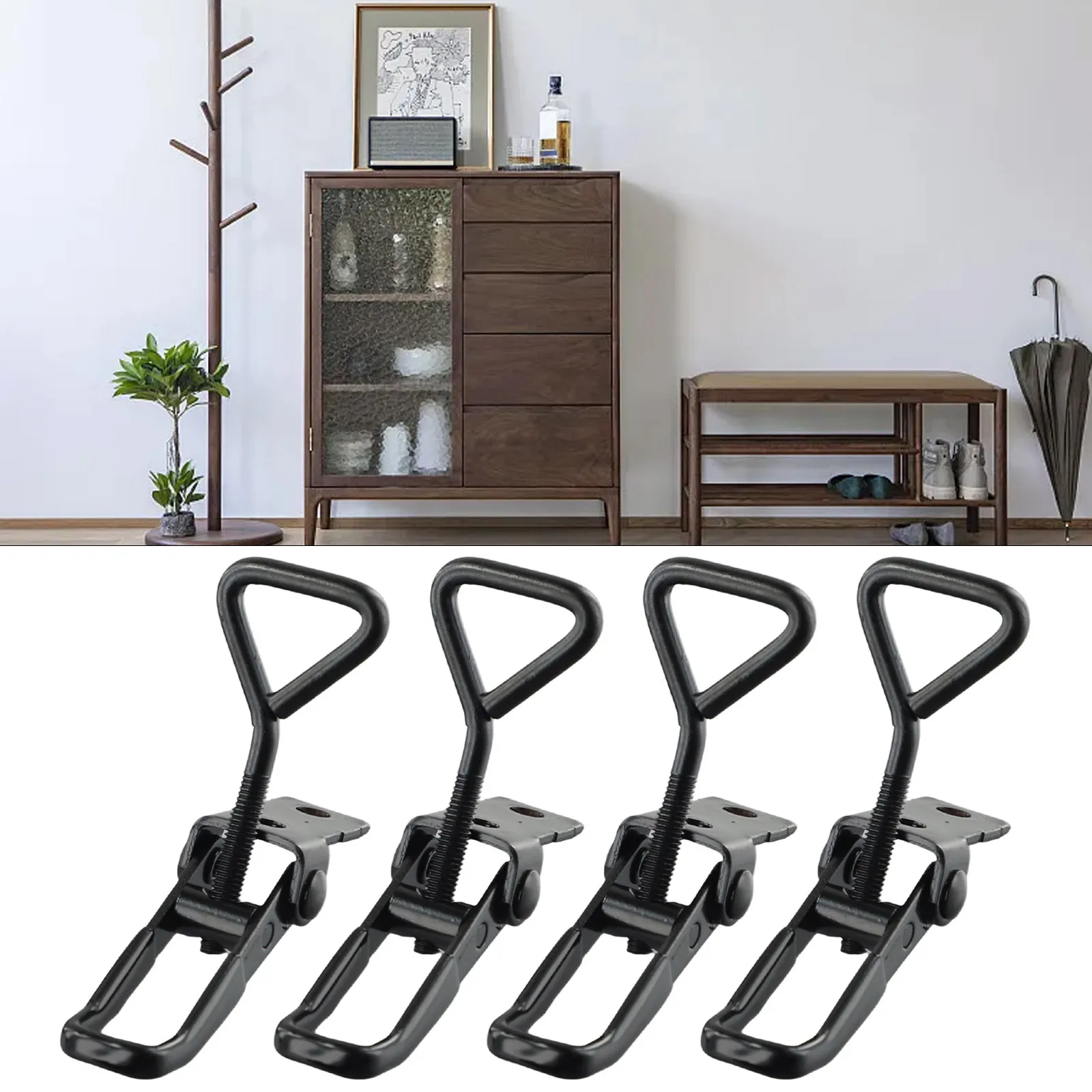 

4PCS/set Toggle Latch Catch Toggle Clamp Adjustable Cabinet Boxes Lever Handle Lock Black Plated Hasp Latch Buckle Clasp