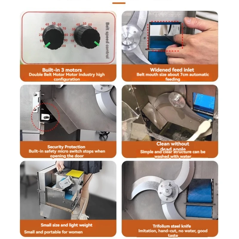 Commercial Electric Small Leek, Celery, Cucumber, Onion and Pepper Slices Multi-functional Cutting Machine
