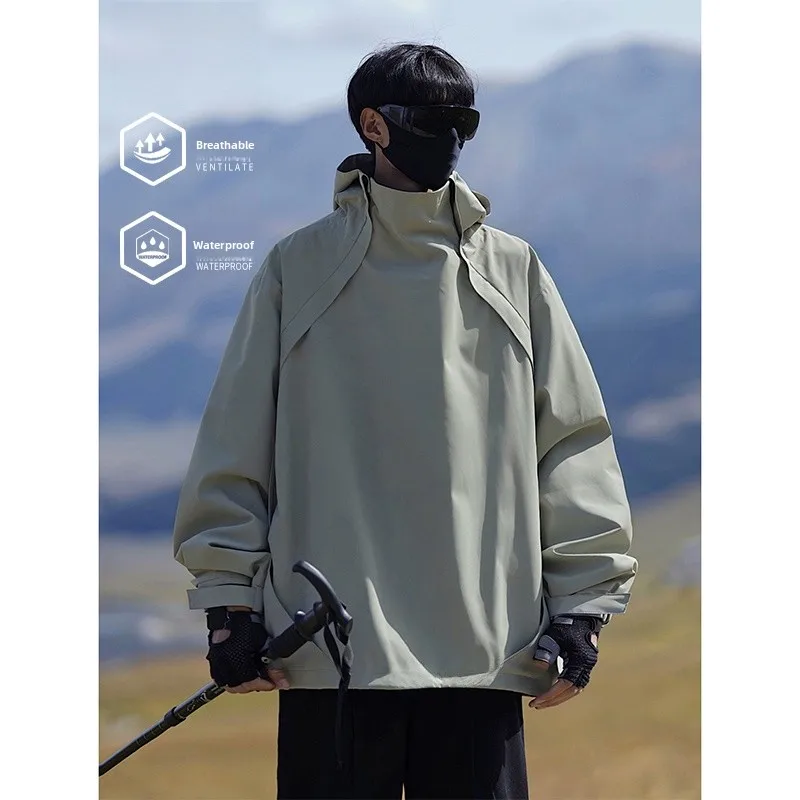 

Мужская ветрозащитная и водонепроницаемая куртка для активного отдыха и альпинизма, весна-осень, в американском стиле, модный бренд, ретро, функциональная, рабочая одежда