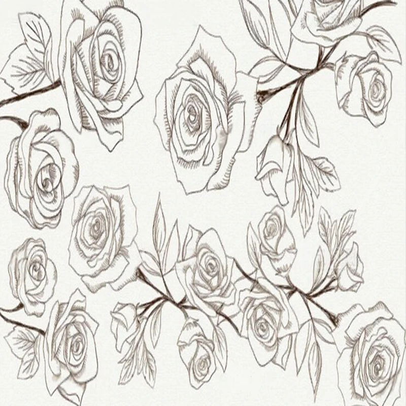 Pencil hand-painted rose plants TV luxurious home decoration bedroom background wall