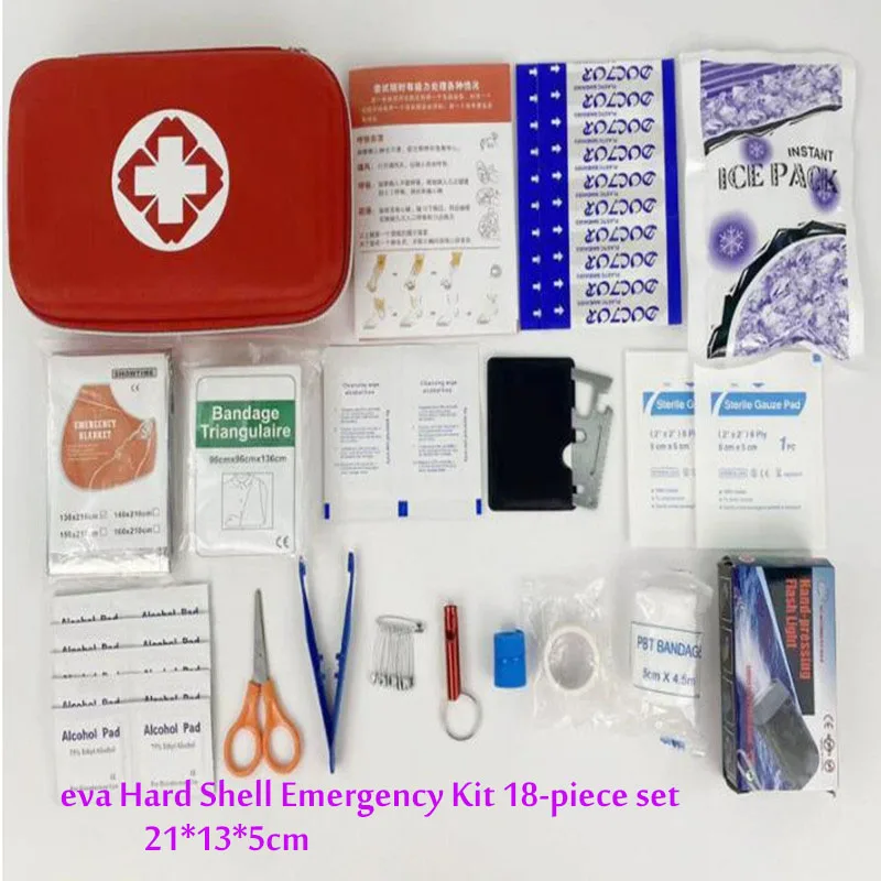 EVA Hard Shell First Aid Kit, Portable Outdoor Vehicle, Home Life Saving Small Emergency Kit, Full Set