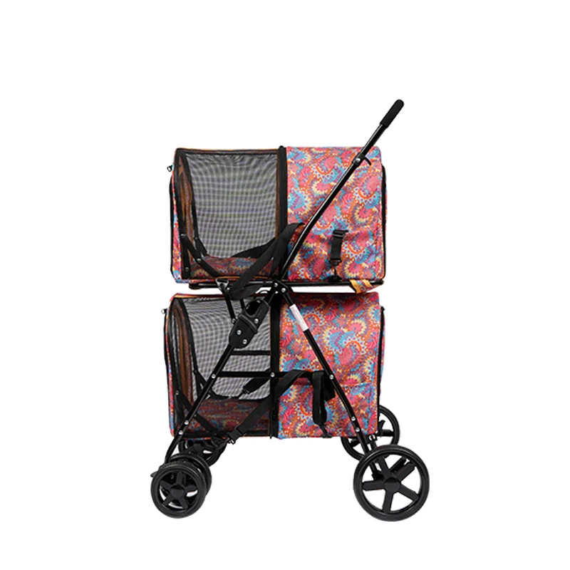 

Double Detachable Twin Pet Stroller 2 in 1 for Small Size Animal Folding Trolley Double Seat Dog Stroller