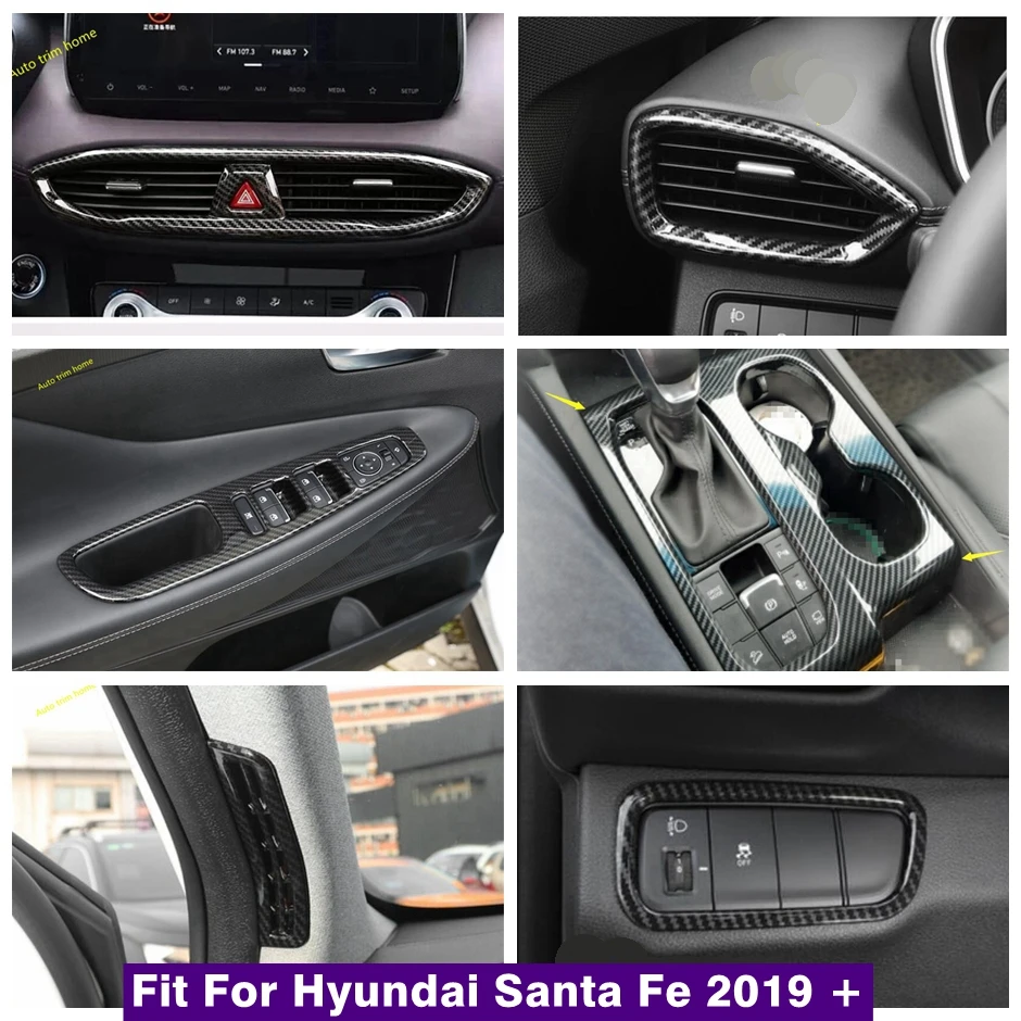 

Air Conditioner Outlet AC Vent / Window Lift Button / Gear Shift Box Cup Holder Cover Trim Fit For Hyundai Santa Fe 2019 - 2023