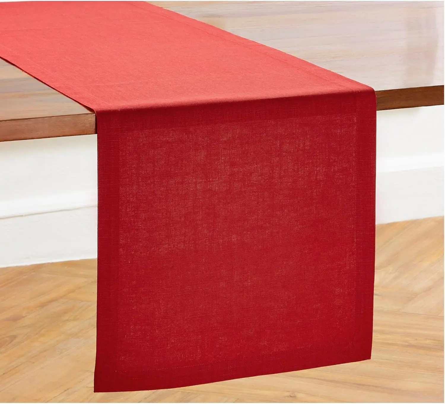 

Скатерть-дорожка из 100% чистого льна, цвет вишневый, 14x90 дюймов, для Дня святого Валентина и обеденных столов