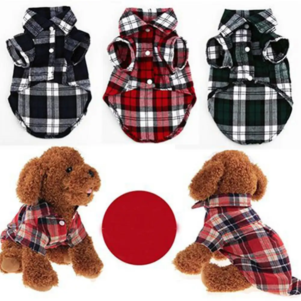 Ropa a cuadros para perros pequeños y gatos, camisa con solapa, abrigo, chaqueta, Tops, accesorios para perros pequeños, camisas de estilo británico