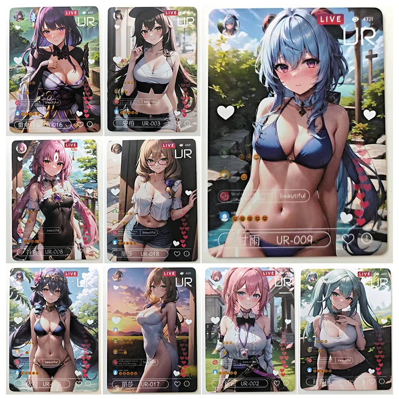 

Карты серии Anime Goddess Story UR Ganyu Raiden Shogun Bronya, коллекционные карты, подарки на Рождество и день рождения, детские игрушки