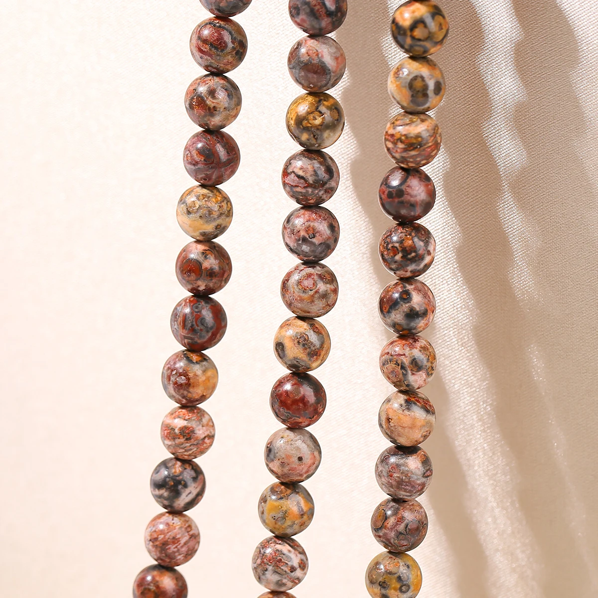 1 ستراند الحجر الطبيعي الأحمر ليوبارد الجلد جاسبر حبة مستديرة فضفاض الخرز لصنع المجوهرات سوار ذاتي الصنع إكسسوارات عقد