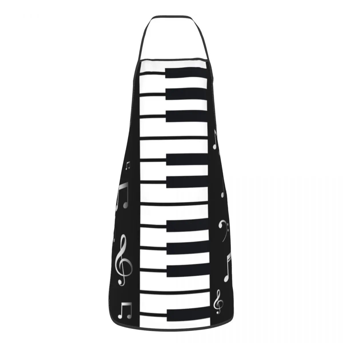 Custom Funny Piano Keyboard Musical Notes Bib Aprons Women Men Unisex Kitchen Chef Tablier Cuisine for Cooking Baking Gardening