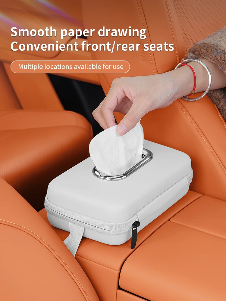 Car mounted tissue box drawer box creative car armrest box backrest hanging multifunctional sun visor four-color tissue bag