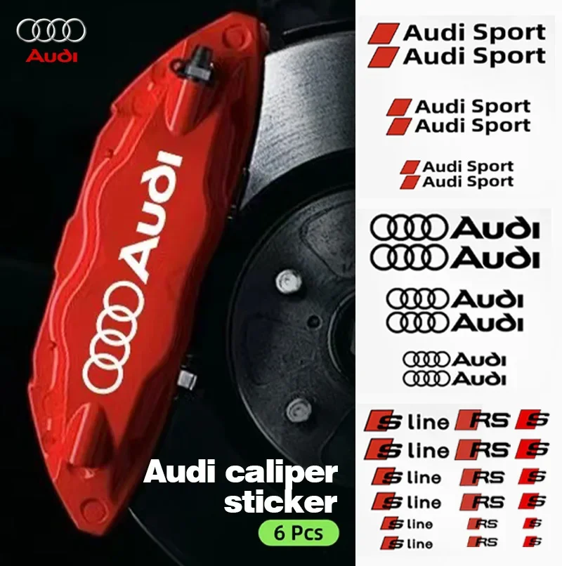 Car Brake Caliper Sticker High Temperature Waterproof Decal For Audi Sline A3 A4 A4L A5 B3 B4 B5 B6 B7 B8 RS3 Quattro C5 C6 C7 S