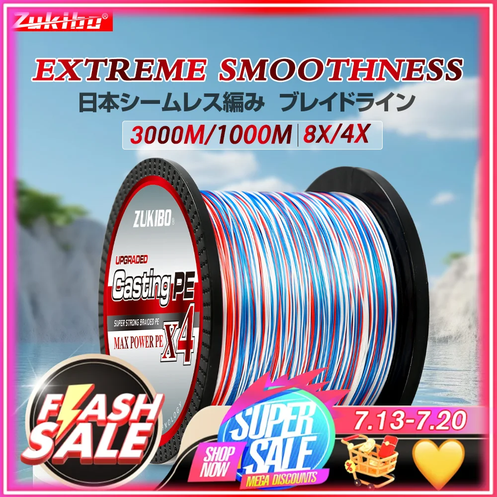 ZUKIBO Trenzado PE 8 hebras – Línea multicolor super fuerte pesca - imagen 5