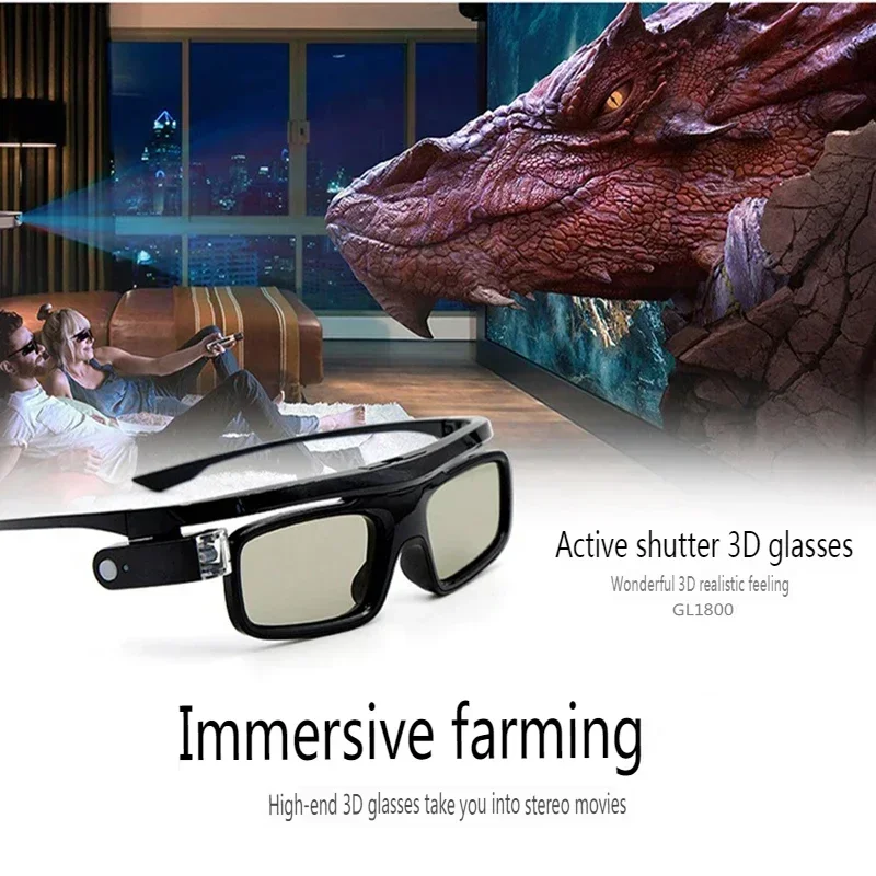 

Projector 3D Glasses Active Shutter Rechargeable DLP-Link for All 3D DLP Projectors Optama Acer BenQ ViewSonic Sharp Dell