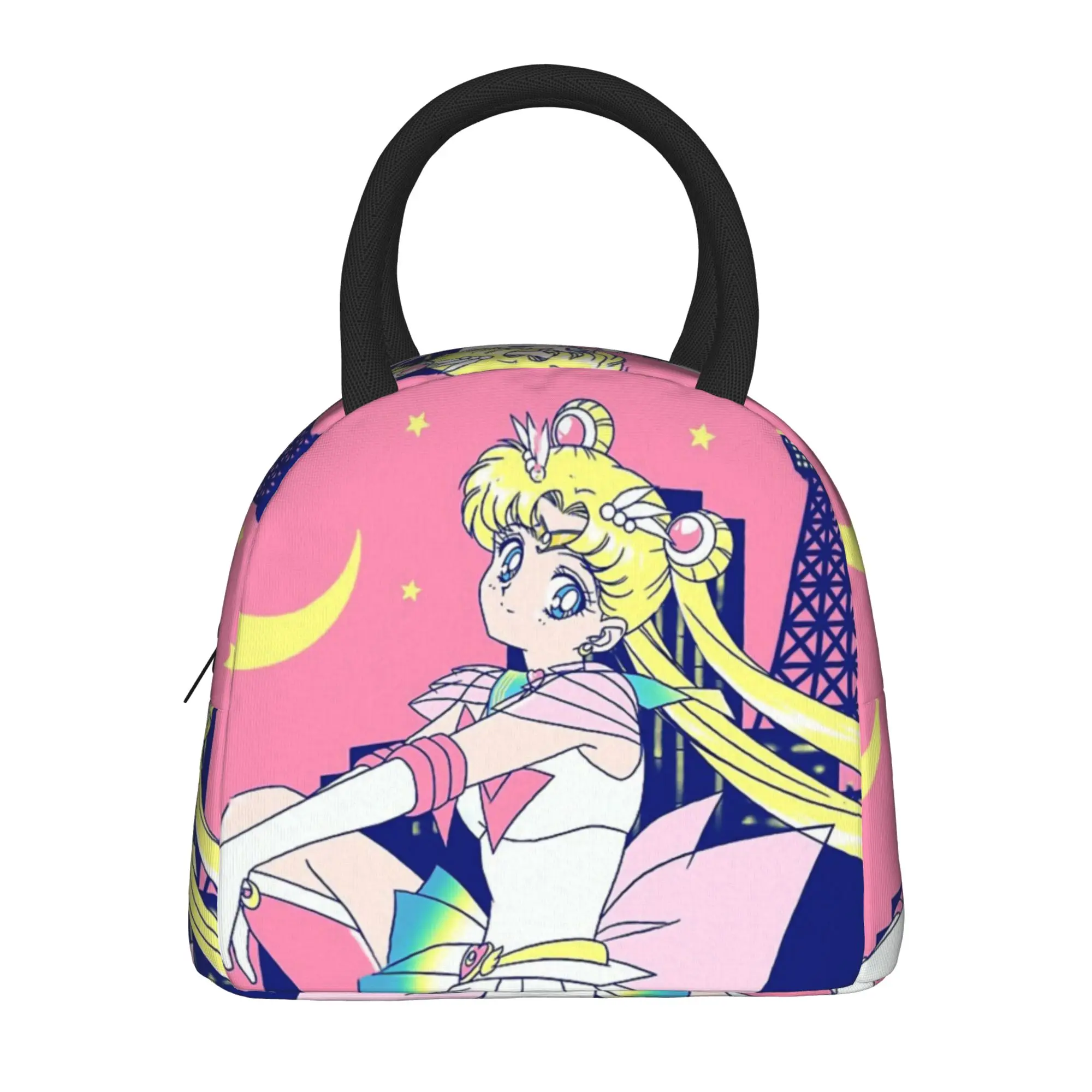Super Sailor Moon Tokyo City  Insulated Lunch Bags Cooler Bag Meal Container Japanese Anime Leakproof Lunch Box Tote Bento Pouch