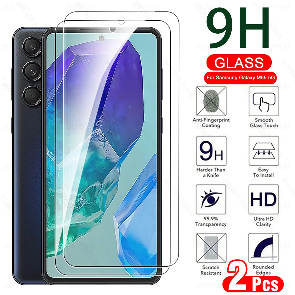 

Стекло 9H для Samsung Galaxy M55, 2 шт., защитное закаленное стекло для экрана Samung Galaxi M 55 55M, SamsungM55 GalaxyM55 5G 2024 6,7 дюйма