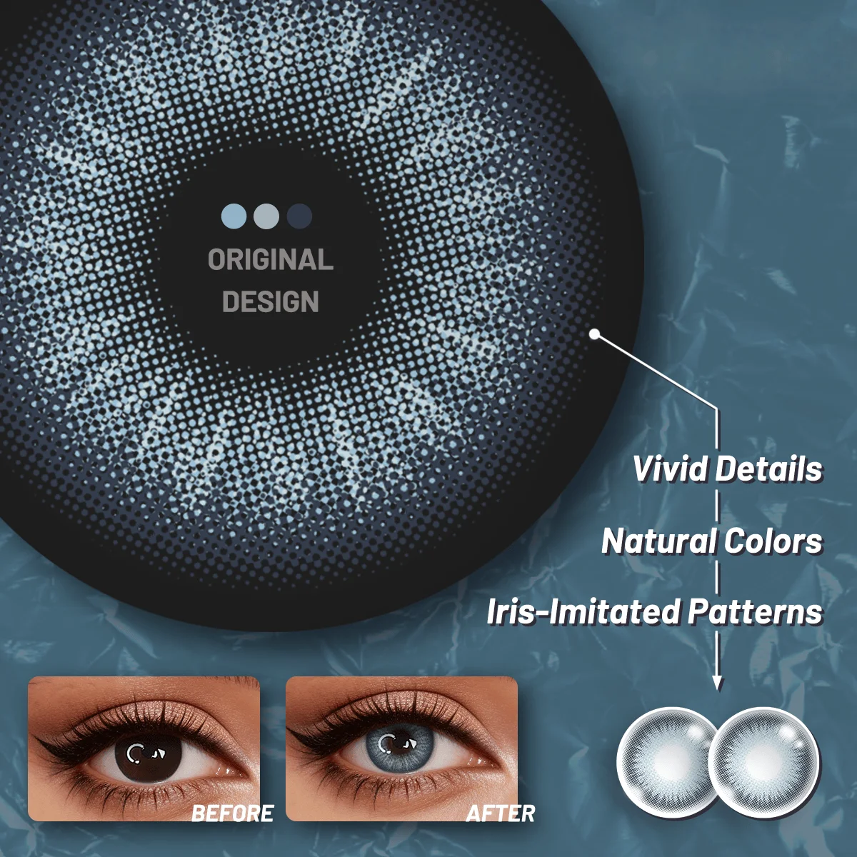 Visuashow 1 Paar Blaue Farblinsen, Halbjährlich Verwendbar, Einweg, Weich mit Kleiner Pupille und Augenvergrößerndem Effekt. Perfekt für tägliche Dates, Partys und natürliches Make-up – Detail 5