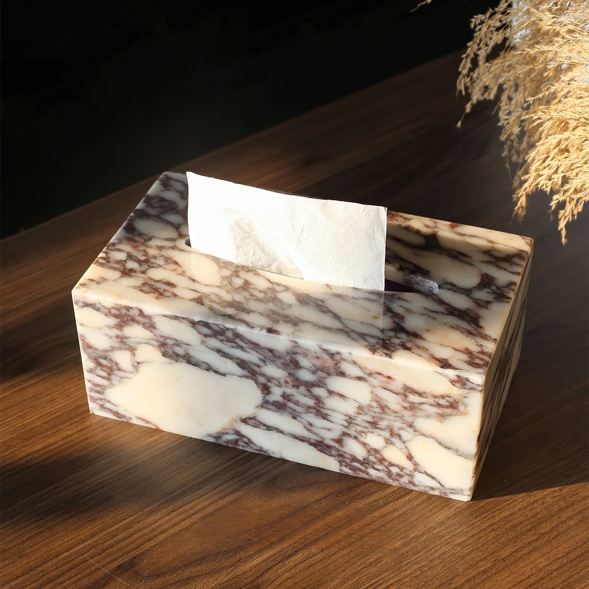 Natural Marble Tissue Box for Bathroom Home Decor Turkey Calacatta Viola Travertine Napkin Container Vessel European Style
