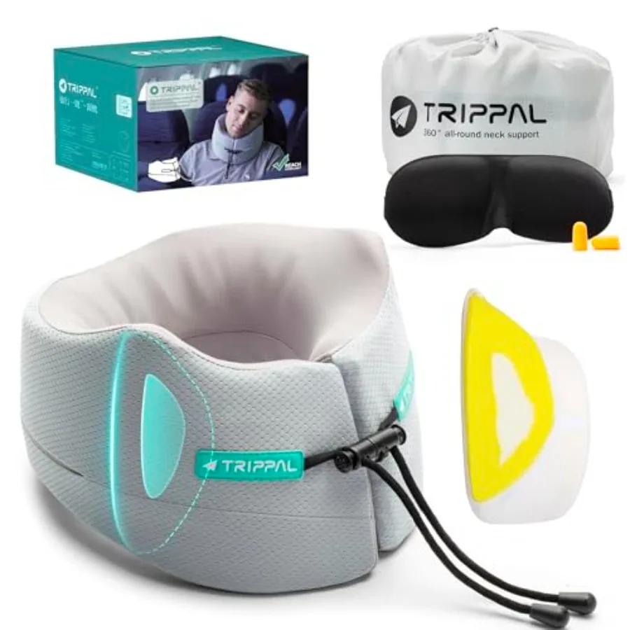 

Airplane Sleeping Travel Pillow: 360° Chin and Neck Support with Flat Back for Side Sleepers on Long-haul Flights - Dual-Densit
