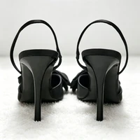 Luxury Silver High Heeled Sandals Women Sexy Pointed Toe Back Strap Thin Heels for Women Elegant Bow Design Banquet Dress Shoes - Image 4