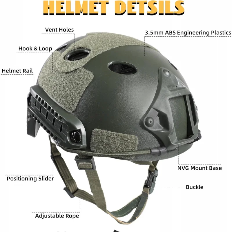 Casco táctico ajustable con funda y soporte NVG PJ para tiro - imagen 3