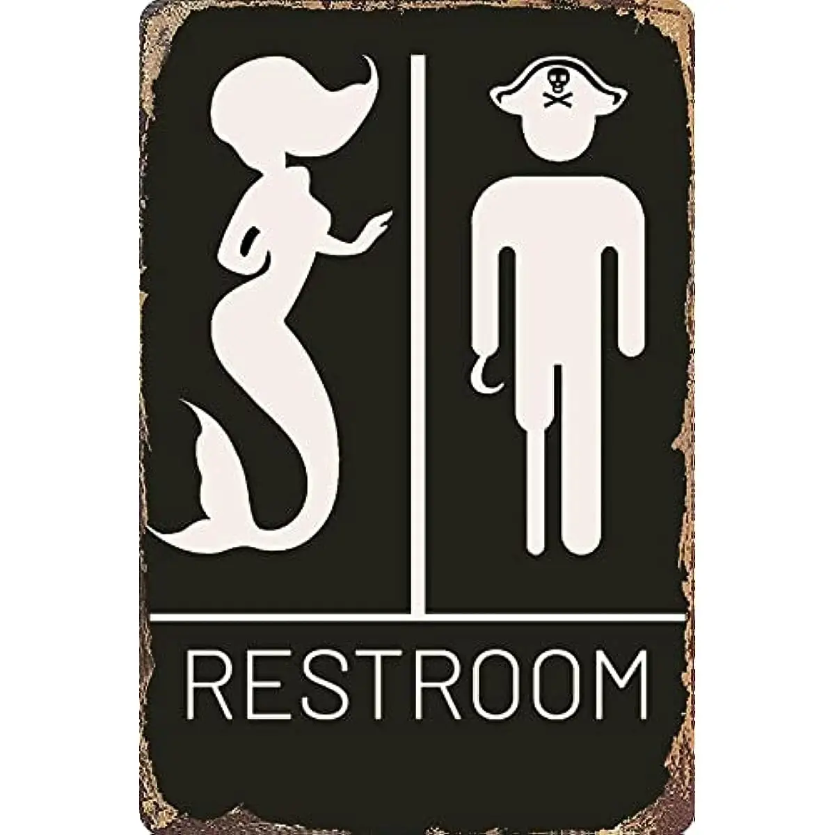 

Funny Mermaid Pirate Vintage Restroom Door Sign Bathroom Decor Use for Nautical Mermaid Pirate Beach Ship Themed Wall Decor