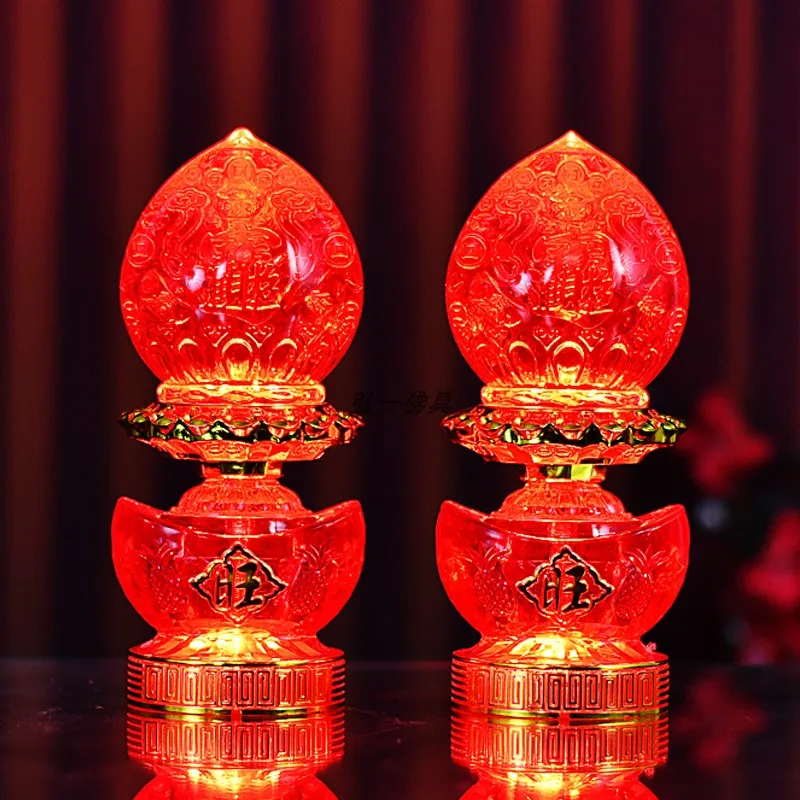 God of Wealth Lamp Electric Candlestick Supply Buddha Led Light Eternal Candle Lamp Smokeless Household Make Offerings To Buddha