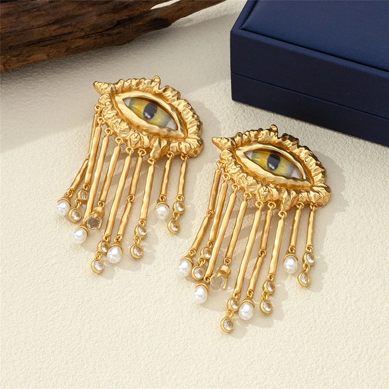 

Devil's Eye Earrings Evil Eye Earrings Evil Eye Ring Personality Tassel Eye Ear Clip Ear Studs Exaggerated Party Jewelry Gifts