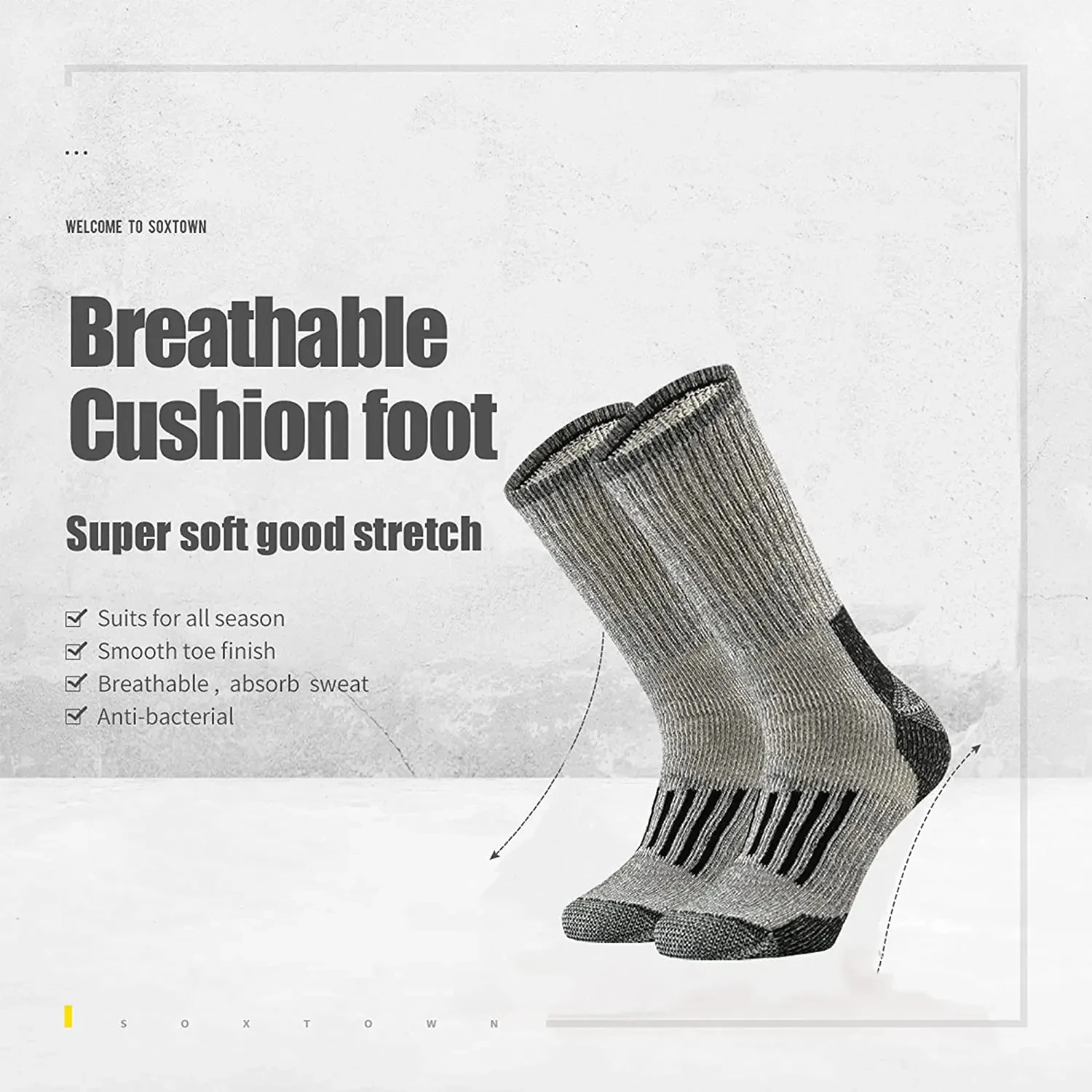 80% Merino Wool Socks Warm Thicken Hiking Cushion Crew Socks For Men Women Breathable Sports Socks Moisture Wicking Euro Size