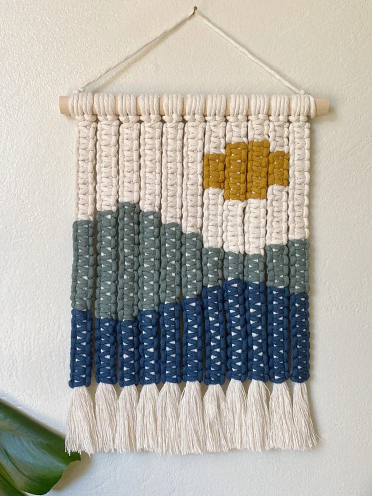 Nordic Style Handwoven Tapestry Bedside Wall Hanging Decorative Artwork for B&B Interior Wall Background Decoration