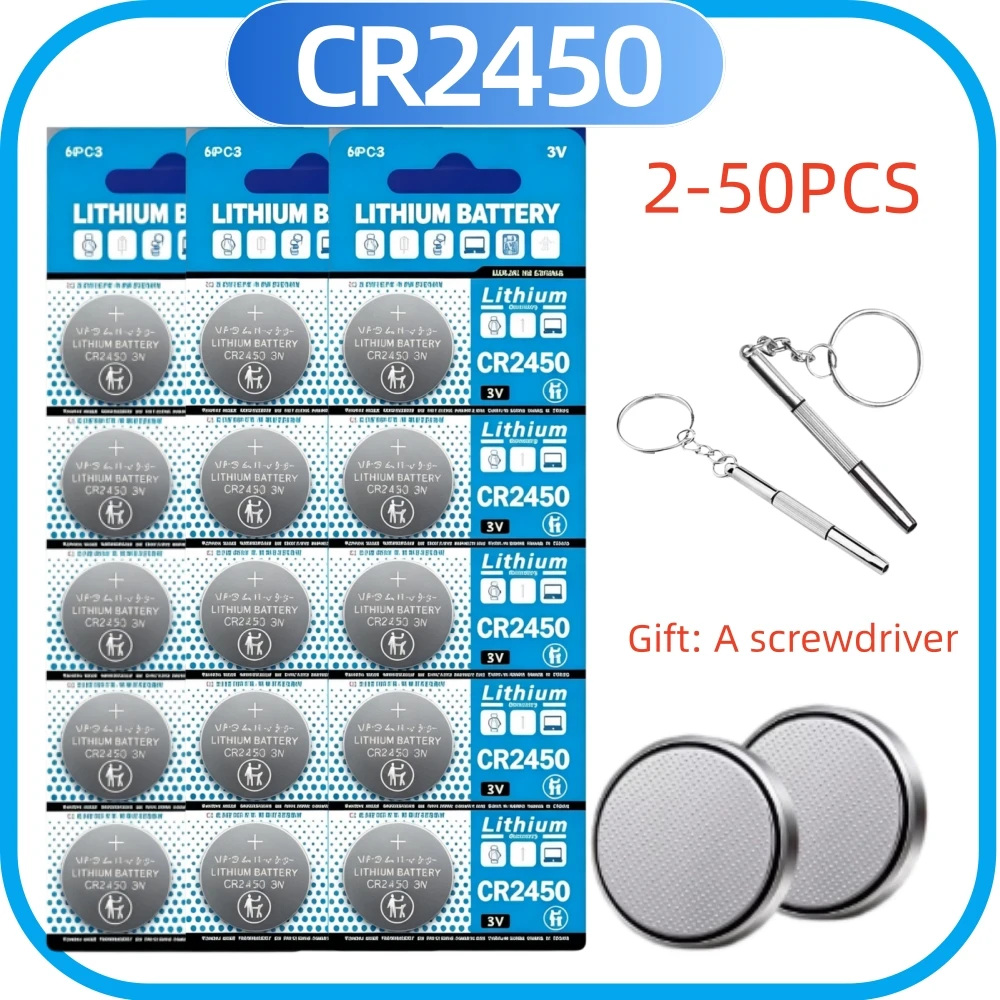 CR2450 3V Lithium Coin Cell Battery for Remote Controllers,Garage Door Openers,Calculators,Thermometers,BMW Car Key Fob and More