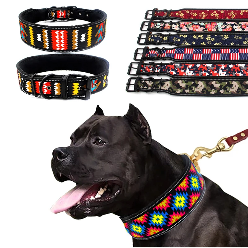 

10 Colors Reflective Puppy Big Dog Collar with Buckle Adjustable Pet Collar for Small Medium Large Dogs Pitbull Leash Dog Chain