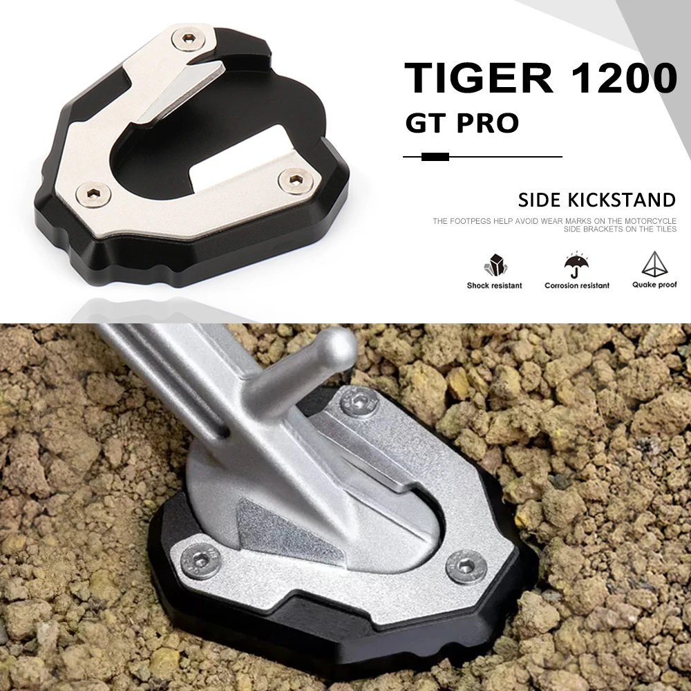 

New Motorcycle Accessories Aluminum Kickstand Foot Side Stand Extend Pad For TIGER 1200 Tiger1200 Tiger 1200 GT Pro 2023