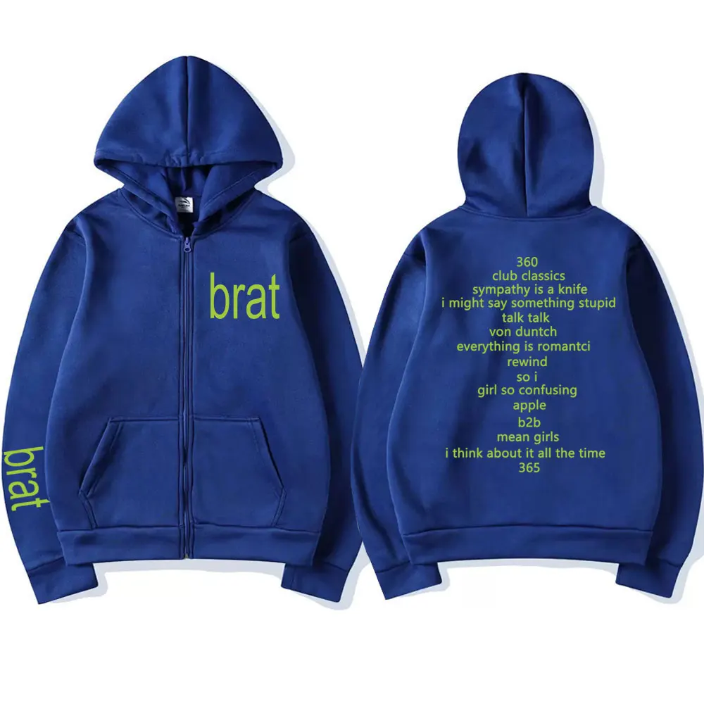 Charli Xcx with Special Guest Shygirl Zipper Hoodie Brat Album 2024 Tour Mężczyźni Kobiety Popularny Ciepły Casual Hip Hop Oversized Jacket