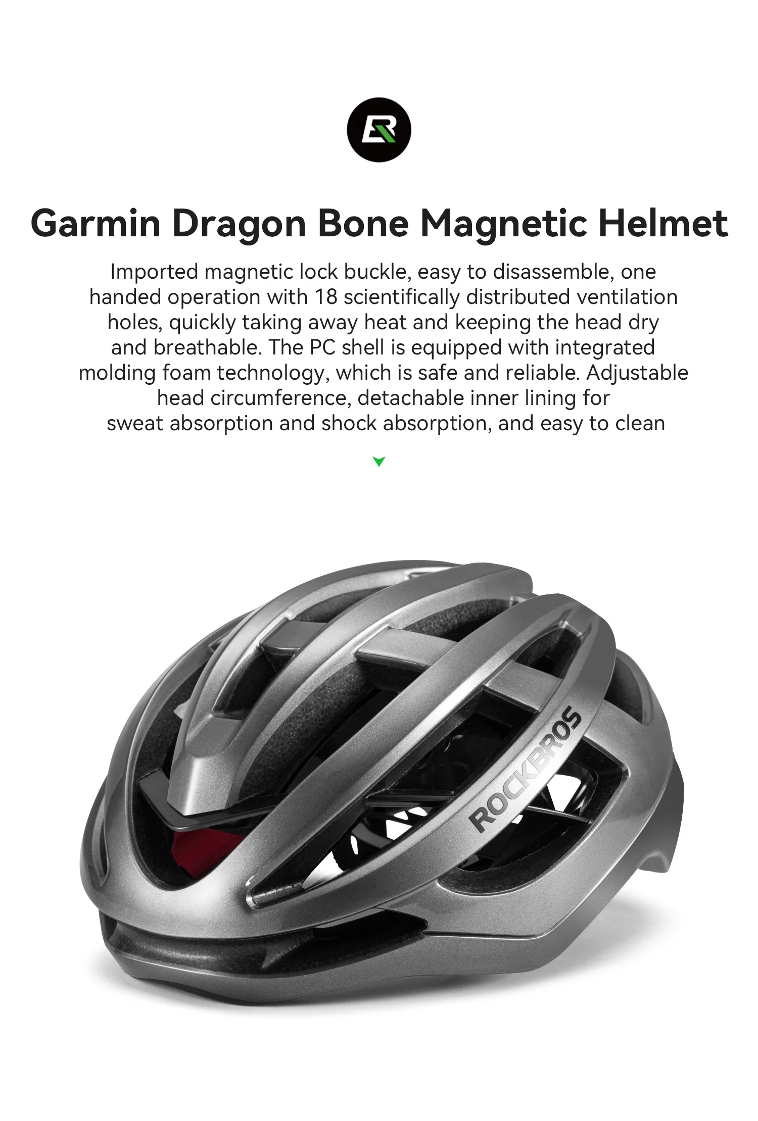 ROCKBROS Fahrradhelm ultraleicht atmungsaktiv integrierter Helm verstellbar mit Magnetverschluss Kopfschutz beim Radfahren Sicherheitshelm – Detail 2