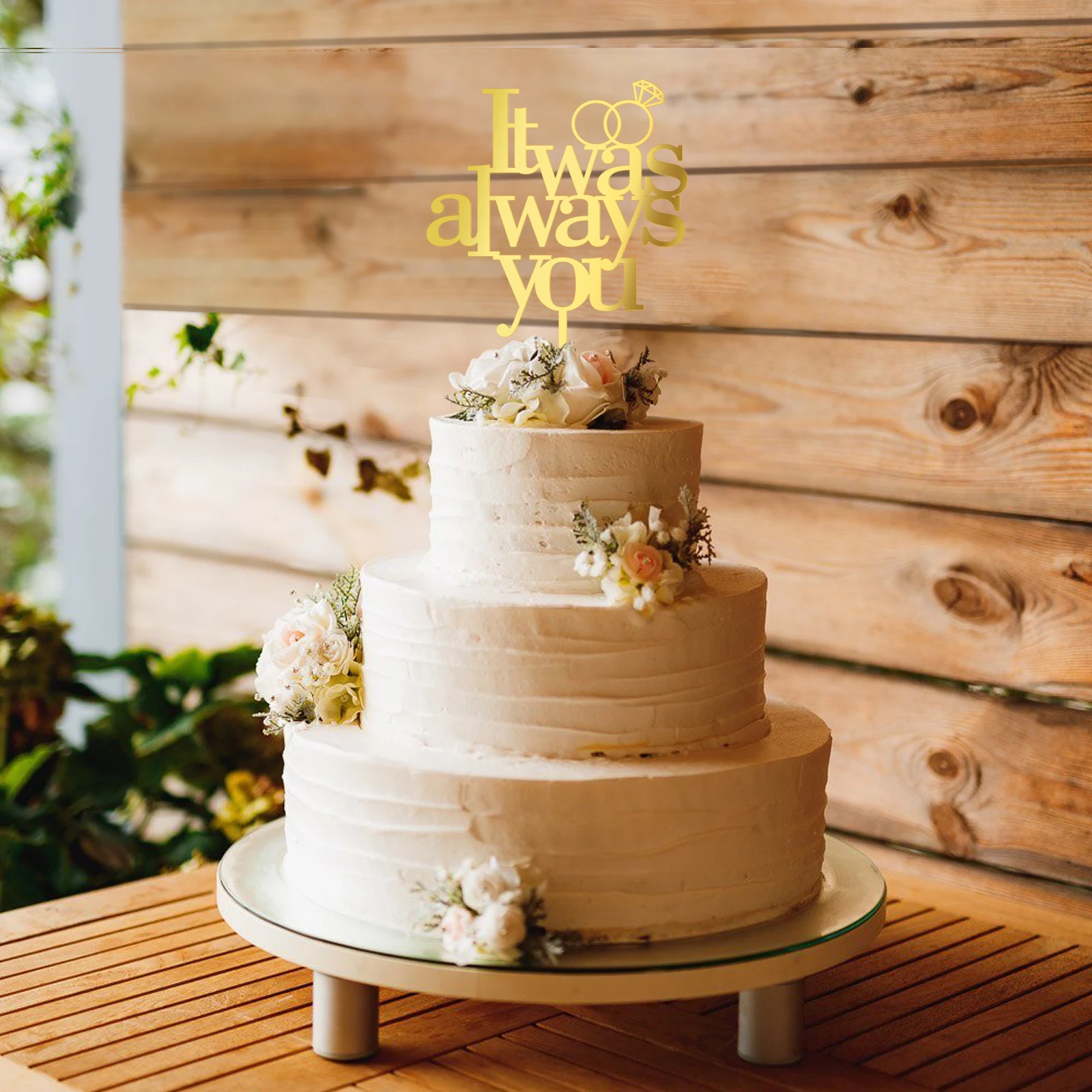 Era sempre te Topper per torta nuziale in acrilico dorato Decorazioni per torta Forniture per feste nuziali Decorazioni per torte per anniversario di fidanzamento